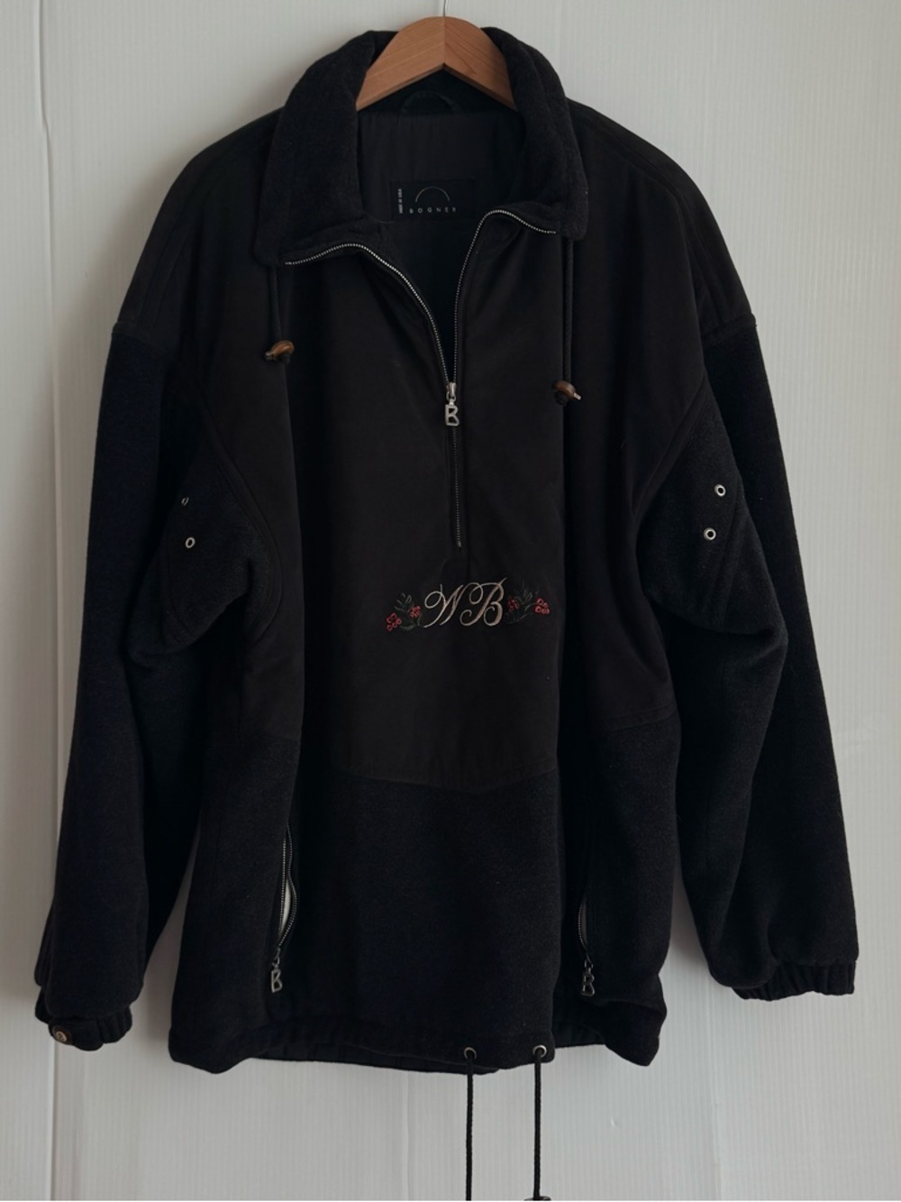 Bogner Black Zip-Front Jacket with Subtle Rainbow Logo